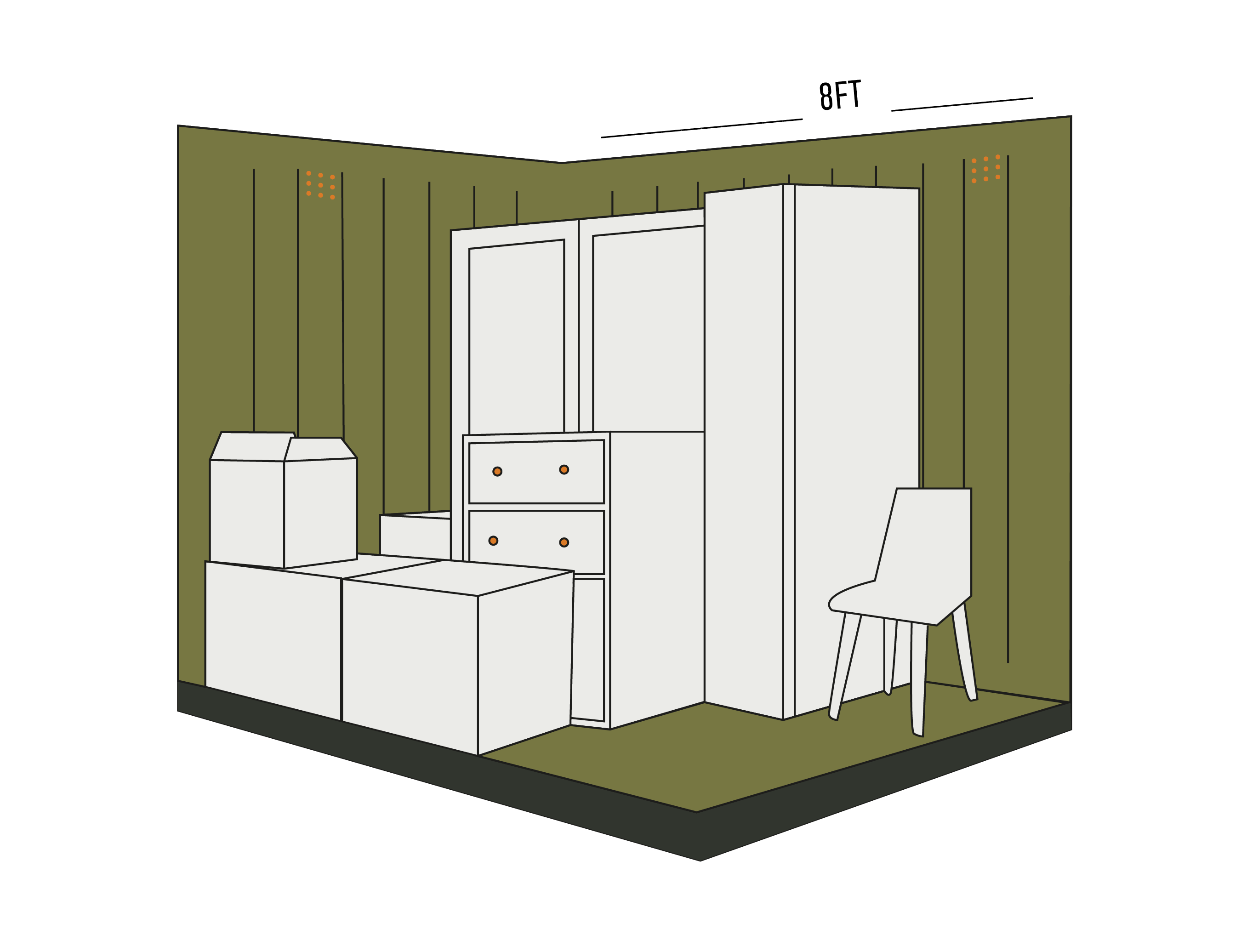8ft container what fits inside visualisation diagram