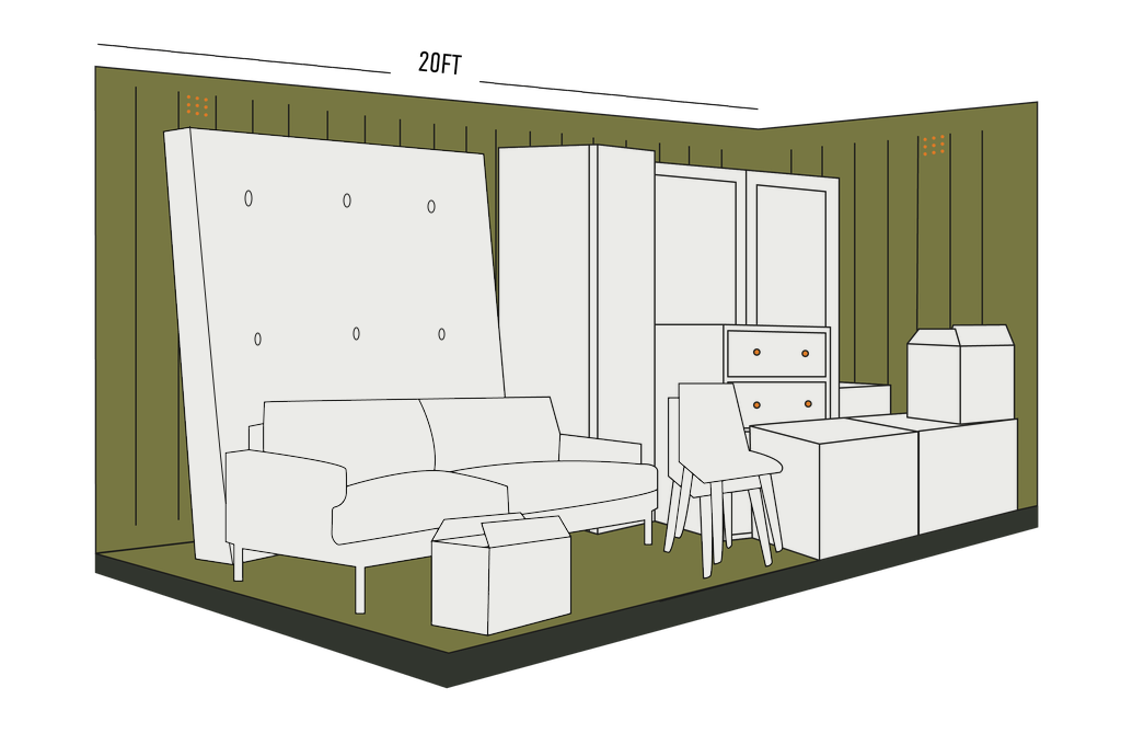 20ft container visual diagram of what you can fit in one.